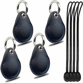 Airtag Case Keyring Holder 4 Pack, Air Tag Key Ring Tracker Keychain Compatible with Apple Item Finder, Hidden Leather Itag GPS Locator Protective Cover Sleeve Key Fob Organizer Carabiner Accessories